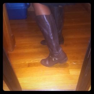 Brown leather upper Me Too tall boots